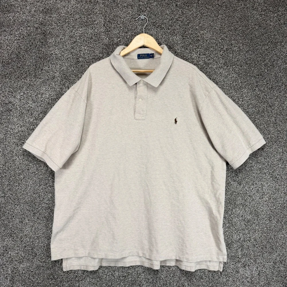 Polo Ralph Lauren Shirt Mens 4XLT Beige Cotton Short Sleeve Pony Preppy Casual